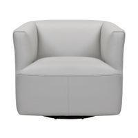 Whitney 45-Degree Swivel Leather Barrel Chair - Grey