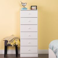 Prepac Astrid 6 Drawer Dresser for Bedroom, Tall Chest of Drawers, Bedroom Furniture, Clothes Storage and Organizer - White - 6-drawer