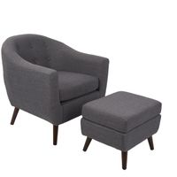 Rockwell Mid-Century Modern Chair with Ottoman - Rockwell Chair with Ottoman in Charcoal Grey
