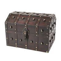 Black Vintage Caribbean Pirate Chest with Decorative Nailed Design - Brown - Brown