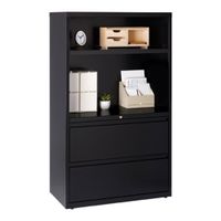Hirsh HL8000 Combo Lateral File Cabinet, 36" Wide 2-drawer 2-shelf - Locking - Black - Metal/Steel