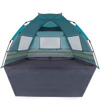 KingCamp Instant Beach Tent Extra Large Sun Shelter with Extention Floor Privacy Door Semi-Closed Structure UPF 50+ UV Protection Easy Setup Portable Shade for Family