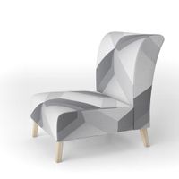 Designart "White Abstract Pattern" Upholstered Scandinavian Accent Chair - Arm Chair - Slipper Chair
