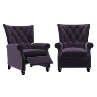Copper Grove Plush Pushback Recliner Chairs (Set of 2) - Deep Purple