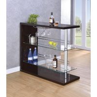 Rectangular 2-shelf Bar Unit Glossy Cappuccino