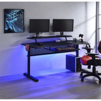 Computer Gaming L-Shaped Desk - Black