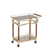 ACME Helmut Serving Cart, Gold Plated & Clear Glass - Tempered