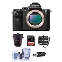 Sony Alpha a7II Mirrorless Digital Camera, 24.3MP, - Bundle with Camera Holster Case , 32GB Class 10 SDHC Card, Cleaning Kit, SD Card Reader, Card Wallet