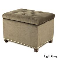 Adeco High End Classy Tufted Accents Rectangular Storage Bench Ottoman Footstool - light grey