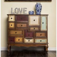Furniture of America Whitney 9 Drawer Accent Chest in Antique Walnut