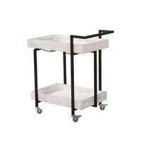 Atos Industrial Antique Finish Metal 2-Shelf Serving Cart by Furniture of America - Antique White