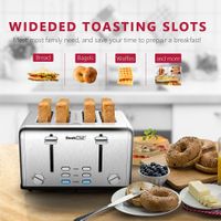 Toaster 4 Slice, Stainless Steel Slot Toaster with Dual Control Panels - Stainless Steel