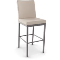 Amisco Perry Metal and Leatherette 26-inch Counter Stool - Metal: grey/polyurethane beige