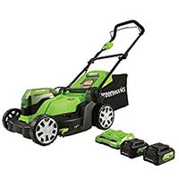 Greenworks 2 x 24V (48V) 17" Cordless Lawn Mower, (2) 4.0Ah USB Batteries (USB Hub) and Dual Port Rapid Charger Included