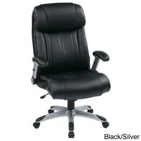 Office Star Products 'Work Smart' Eco Leather Contour Seat and Back Executive Chair - Black Eco Leather Executive Chair, Silver Base