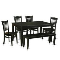 Black Rubberwood 6-piece Dining Room Set - Black
