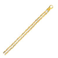 14k Two Tone Gold Men's Bracelet with S Style Bar Links (8.5 Inch)