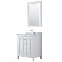 Daria 30-inch Single Vanity, Marble Top, 24-inch Mirror - White