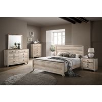 Imerland Contemporary White Wash Finish 5-Piece Bedroom Set, Queen