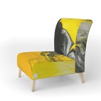 Designart "Yellow, White And Black Marbled Acrylic" Upholstered Modern Accent Chair - Arm Chair - Slipper Chair
