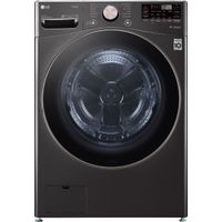 LG - 4.5 Cu. Ft. High-Efficiency Stackable Smart Front Load Washer with Steam and Built-In Intelligence - Black steel