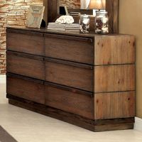 Cile Rustic Natural Tone 56-inch Wide 6-Drawer Wood Dresser by Furniture of America - Rustic Natural Tone