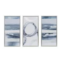Grey Surrounding Silver Foil Abstract 3-piece Framed Canvas Wall Art Set