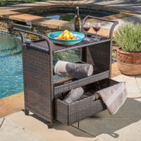 Corona Outdoor Wicker Bar Cart by Christopher Knight Home - Multi-Brown