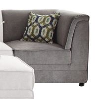 ACME Bois Grey Velvet Corner Wedge with Pillow - Wedge & 2 Pillows, Gray Velvet, 34" x 34" x 33"H