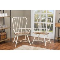 Set of 2 Longford Wood and Metal Vintage Industrial Dining Arm Chair-White - Chair-White