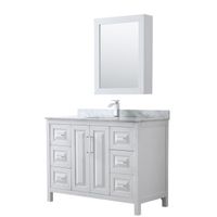Daria 48-inch White Single Vanity, Marble Top, Medicine Cabinet