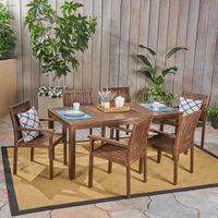 Fallon Outdoor 7-Piece Acacia Wood Dining Set by Christopher Knight Home - Dark brown