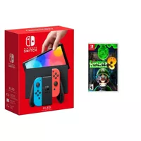 Nintendo - Switch OLED Neon (Red/Blue) + Luigi's Mansion 3 BUNDLE