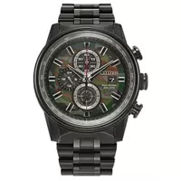 Citizen - Mens Nighthawk Eco-Drive Black Ion-Plated Chronograph Watch Camouflage Dial