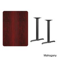 30'' x 42'' Rectangular Laminate Table Top with 5'' x 22'' Table Height Bases - 30"W x 42"D x 31.125"H - Mahogany