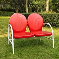 Griffith Red Finish Metal Outdoor Loveseat - Red