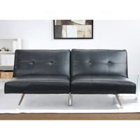 Abbyson Aspen Black Bonded Leather Foldable Futon Sleeper Sofa - Black