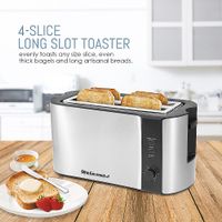 Elite Gourmet - 4 Slice Long Slot Toaster - Stainless Steel