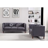 Fancher Kittleson Classic Chesterfield 2 Pieces Livingroom Set - Grey