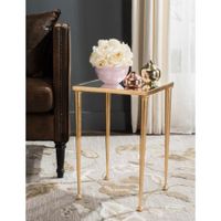 SAFAVIEH Nyacko Antique Gold Leaf End Table - 14" x 14" x 21" - Glass - 14" x 14" x 21" - Gold