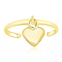 14k Yellow Gold Cuff Puffed Heart Toe Ring