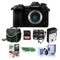 Panasonic Lumix G9 Mirrorless Camera Body, Black - Bundle With 32GB SDHC U3 Card, Spare Battery, Camera Case, Cleaning Kit, Memory Wallet, Card Reader, PC Software Package