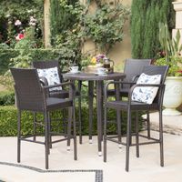 Patina Outdoor 5-piece Wicker 32-inch Round Bar Set by Christopher Knight Home - Brown