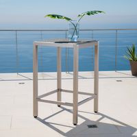 Cape Coral Outdoor Aluminum Wicker Bar Table (Table Only) by Christopher Knight Home - Grey Wicker Table Top