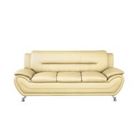 Sanuel 79.2" Faux Leather Pillow Top Arm Sofa - Cream White