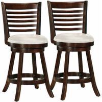 CorLiving Woodgrove 5-Bar Design 38" Barstool with Leatherette Seat, Set of 2