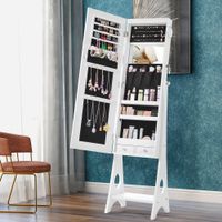 Nestfair Fashion Simple Jewelry Storage Mirror Cabinet With LED Lights - White