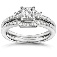 Annello by Kobelli 14k White Gold 1/2ct TDW Diamond Bridal Ring Set - 4