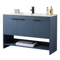 Fine Fixtures Phoenix Bathroom Vanity with White Ceramic Sink Full assembly required - Navy Blue - 48 Inch