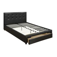 Captivating Queen Bed WithDrawer,Black Pu